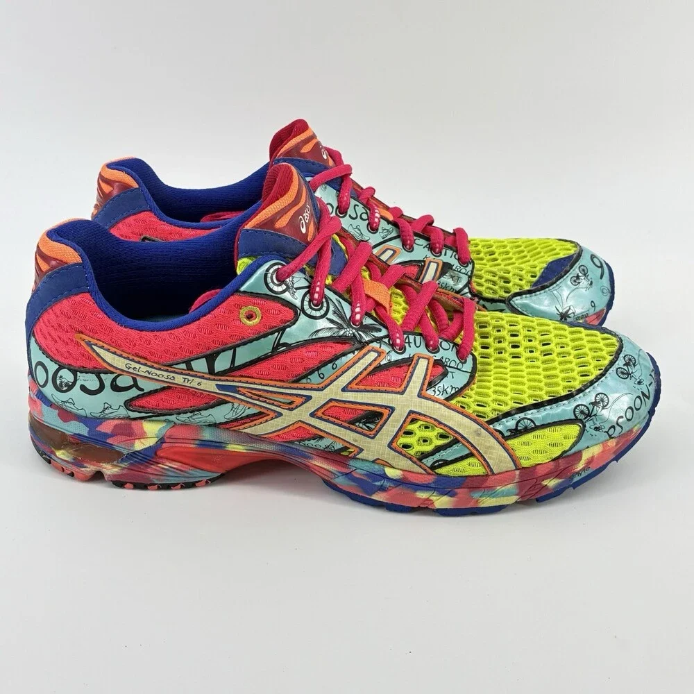 ASICS Gel Noosa Tri Mens 8.5 Multicolor Neon Triathlon Running Shoe (E9) - Picture 2 of 8